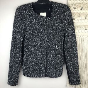 Rebecca Taylor Snowflake Tweed Wool Zip Up Jacket